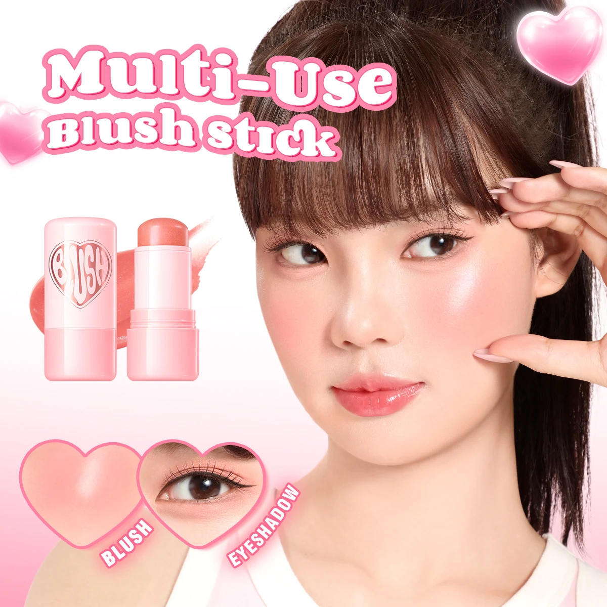 PINKFLASH Multi-Use Watery Blush Stick Blendeable High Pigment Long-lasting Moisturizing Face Blusher Contour Makeup Cosmetics