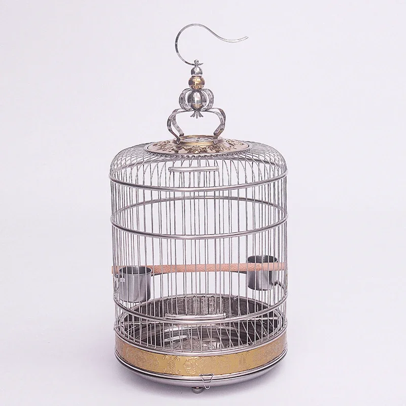 Stainless Steel Birdcage Large and Medium Size Cages Parrot Thrush Myna Grackle Large Size Villa Metal Cage