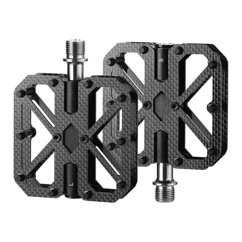 Carbon Fiber Bike Pedals High Strength Alloy Spindle Smooth Rotation 85x85x18mm MTB Road Cycling Pedal System Lightweight