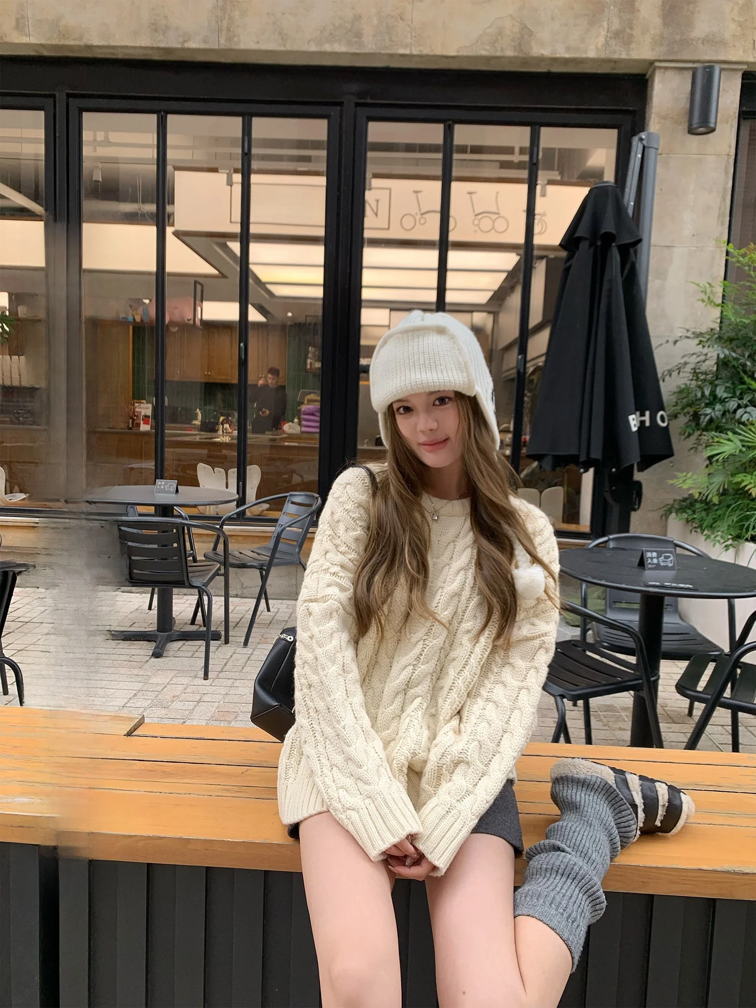 

Женский вязаный свитер Hhi Eaton School Round Ne Thiened, осенне-зимний, свободного кроя, премиум-класса, в корейском стиле, с длинными рукавами