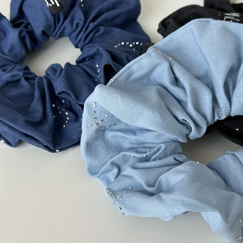 Vintage Denim Scrunchies Large Size Elastic Hair Band Rubber Bands Women Hair Accessories Headwear