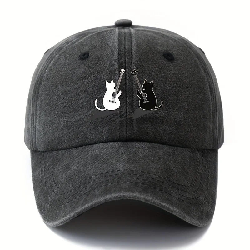 Cat Guitar Pattern Baseball Hat Men's and Women's Outdoor Sunscreen Lightweight Duck Tongue Hat Event Festival Gift