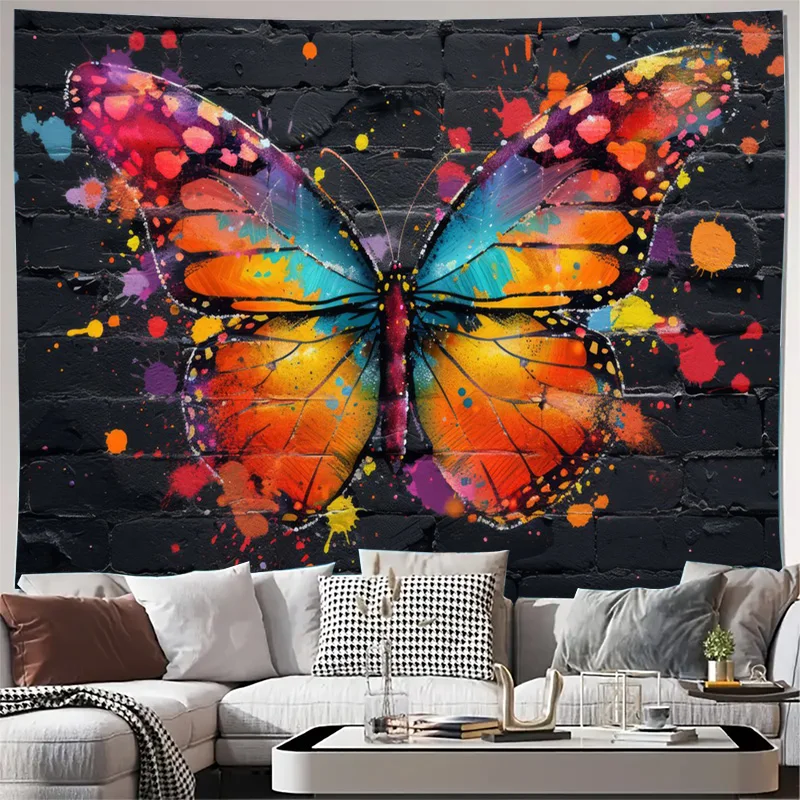 Vibrant Butterfly Wall Tapestry Boho Chic Living Room Decor Hanging Abstract Art Canvas Poster Grunge Style Home Ornament Statem