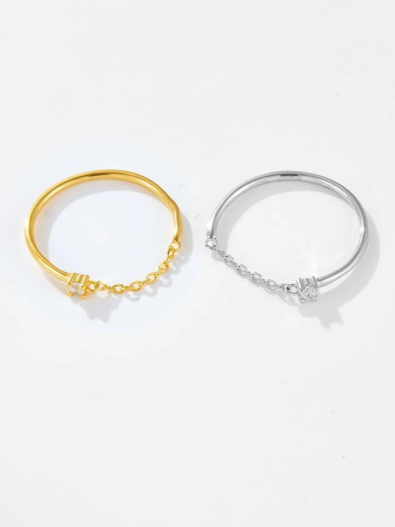 ANDYWEN 925 Sterling Silver Gold Chain Rings Nia Tiny Slim Rings Women Rock Punk Wedding Luxury Party Slim Jewelry Gift Round — zdjęcie 2