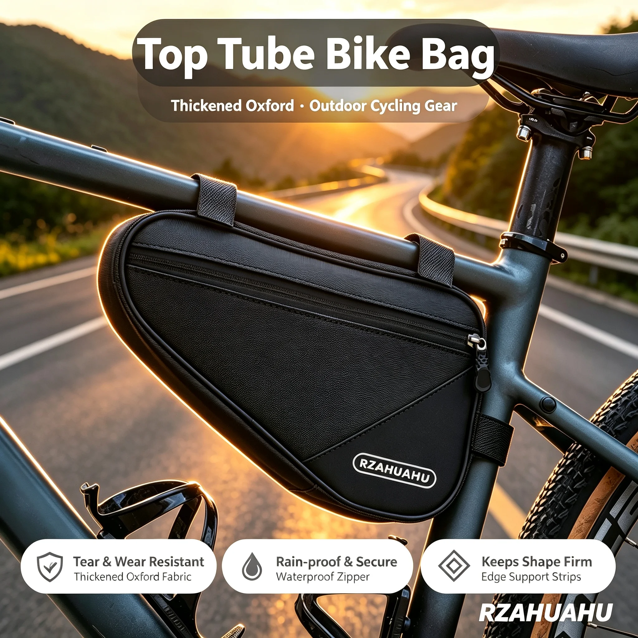 Fahrrad-Oberrohrtasche, Dreieckige Rahmentasche, Wasserdichtes Oxford-Gewebe, Leichtgewicht, Anti-Schwingung, für MTB/Rennräder