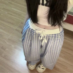 Plaid Women's New High-waisted Loose Drape Slim Casual Lazy Straight Wide-leg Trousers