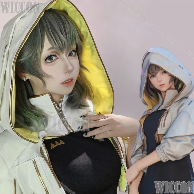 

Sphene Queen Game FF14 Cosplay FF XIV 7.2 Suit New Costume Woman White Coat Black Dress Girls Party Dress Halloween Customized