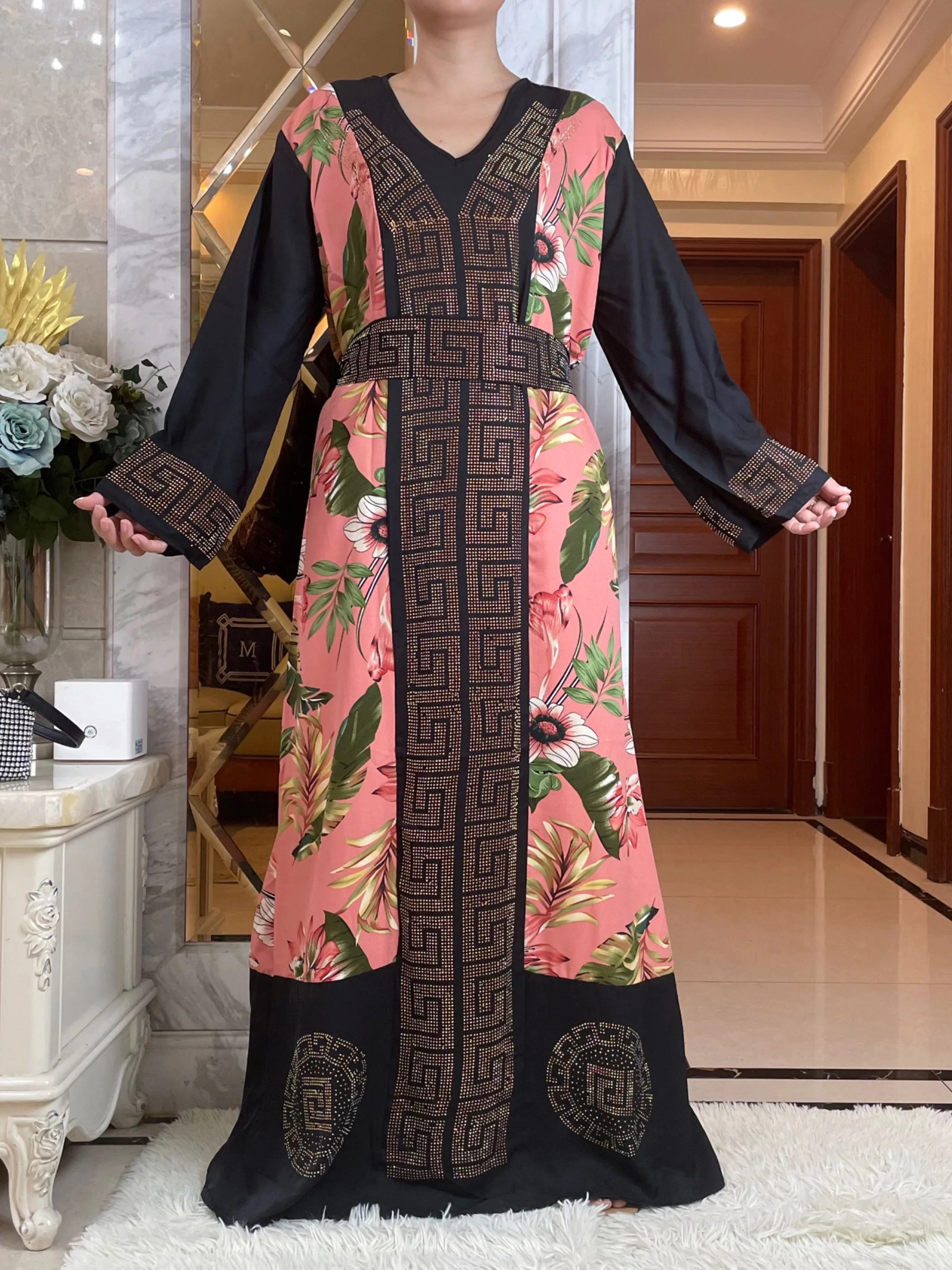 

2023African Autumn Abaya For Women Dubai Islamic High Quality Dress Diamonds Long Sleeve Arab Muslim Evening Party Dress