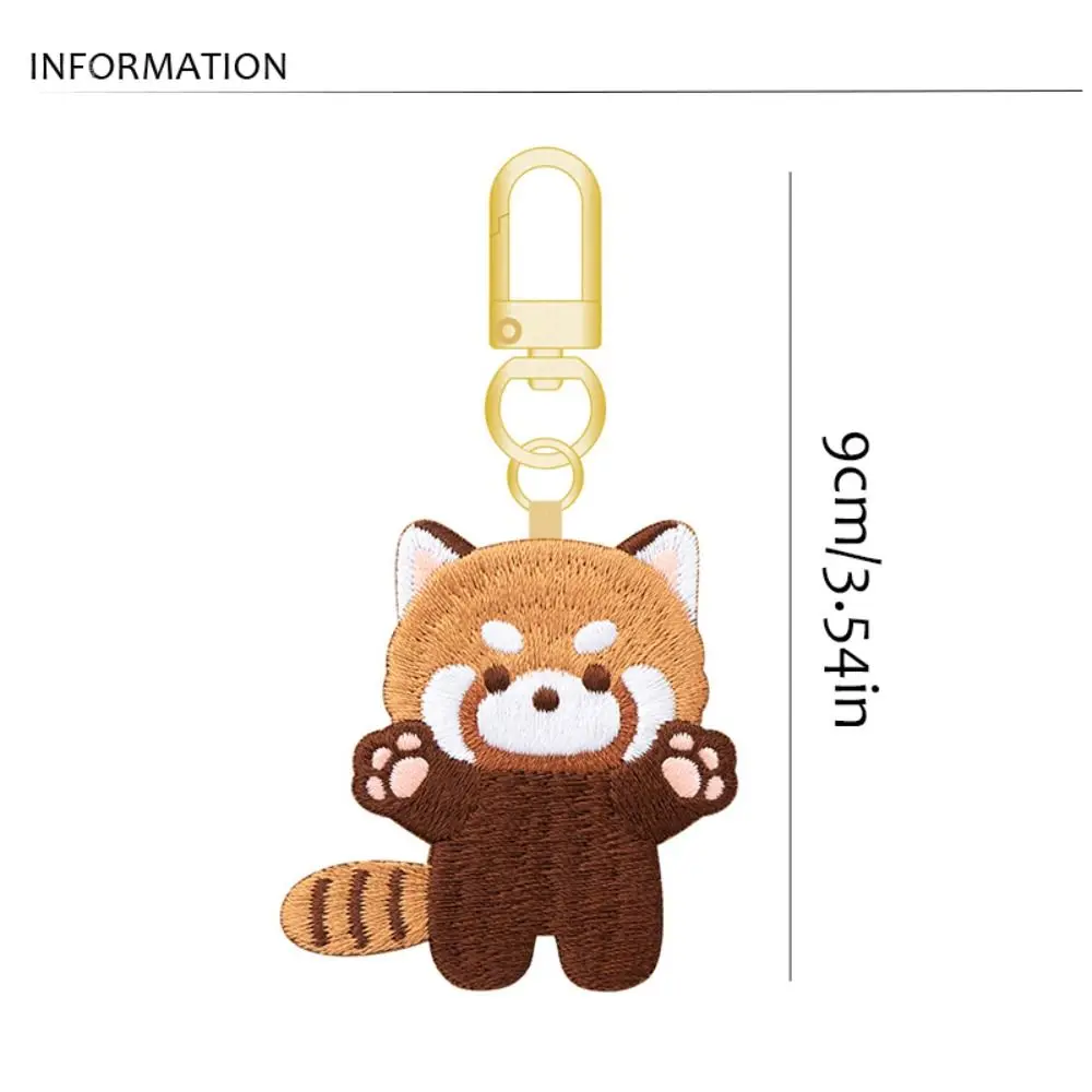 Funny Cartoon Red Panda Keyrchain Creative Soft Kawaii Animal Pendant Cute Sleep Red Panda Embroidery Pendant Kids