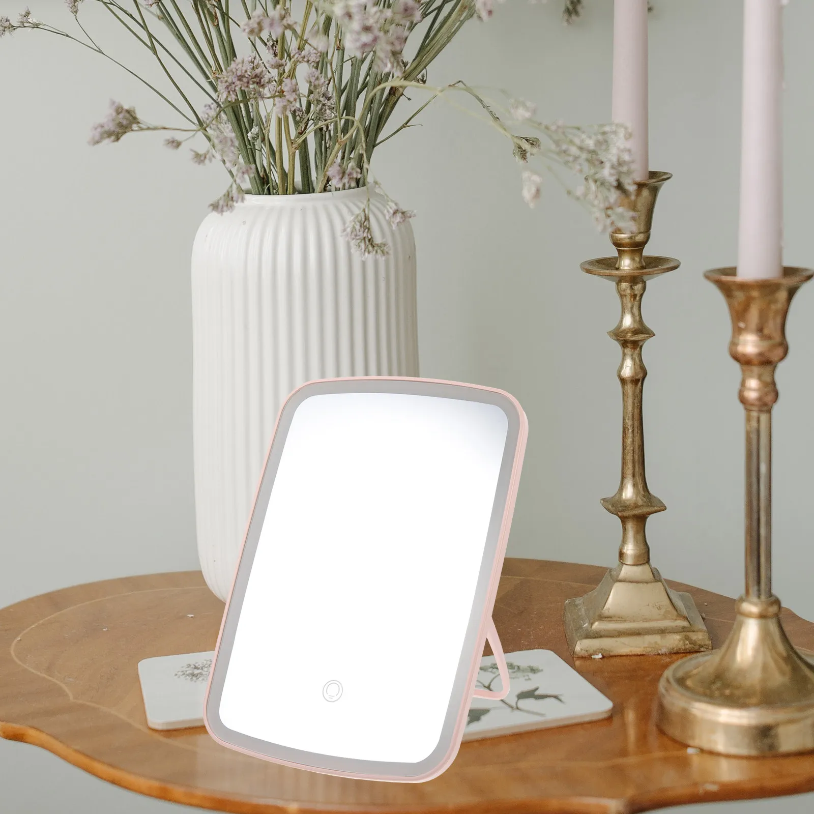 

Портативное складное LED-зеркало для макияжа с сенсорным управлением и регулируемой подсветкой, маленькое косметическое зеркало для путешествий, дома, общежития, гардеробной