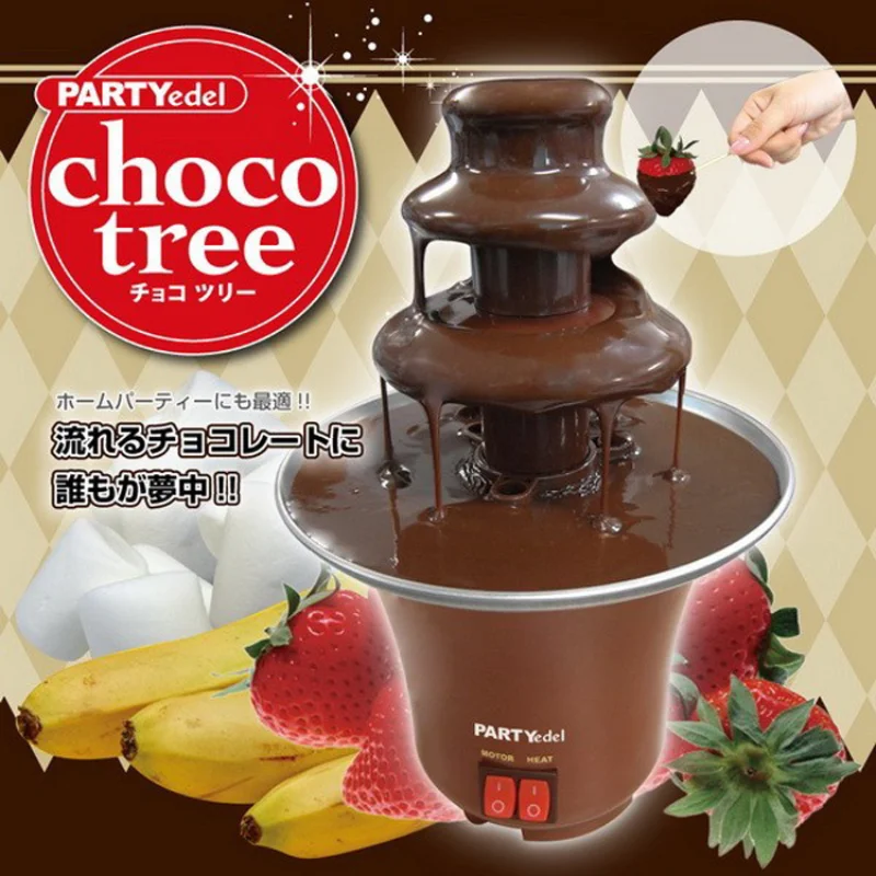 110V/220V home Stainless steel Triple chocolate fountain  machine  mini melting pot Electric party  fuente de chocolates