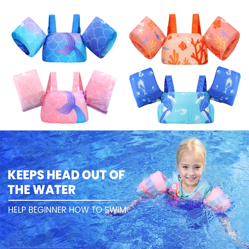 2024 Kids Swim Vest Toddler Floaties for 20-50 lbs 2-6 Years Old Girls and Boys Float Swimwear with Shoulder Strap