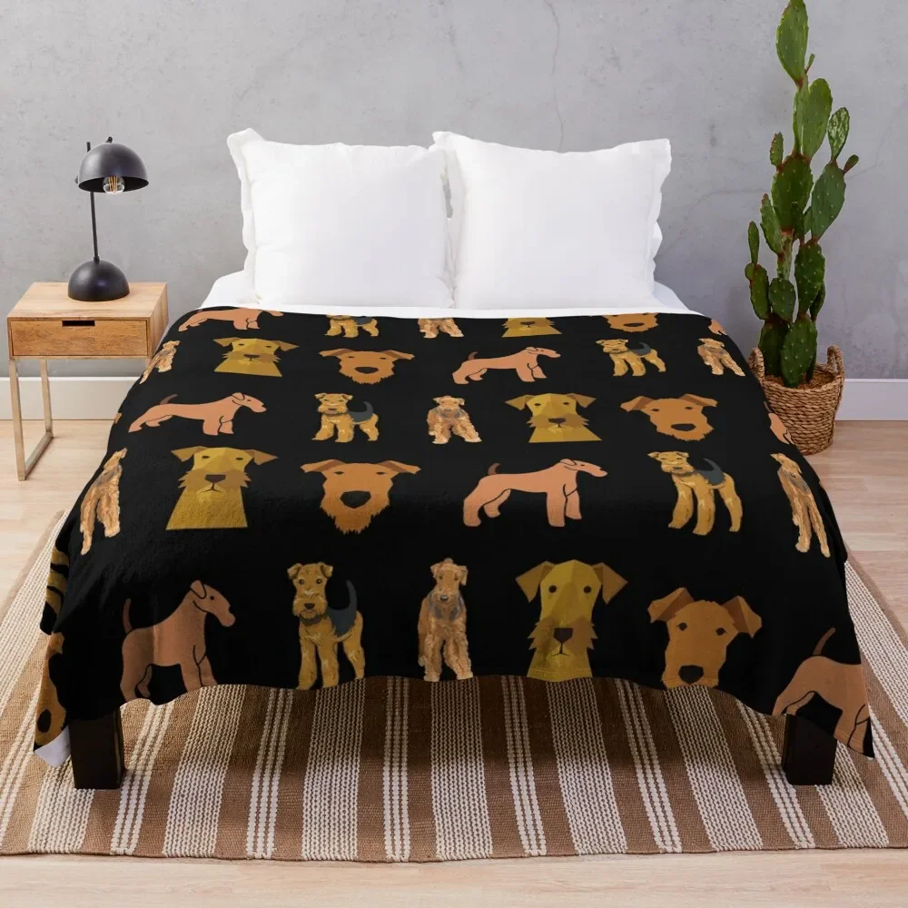 

Airedale Terrier Throw Blanket Blankets For Sofas Vintage Luxury Designer Flannel Blankets