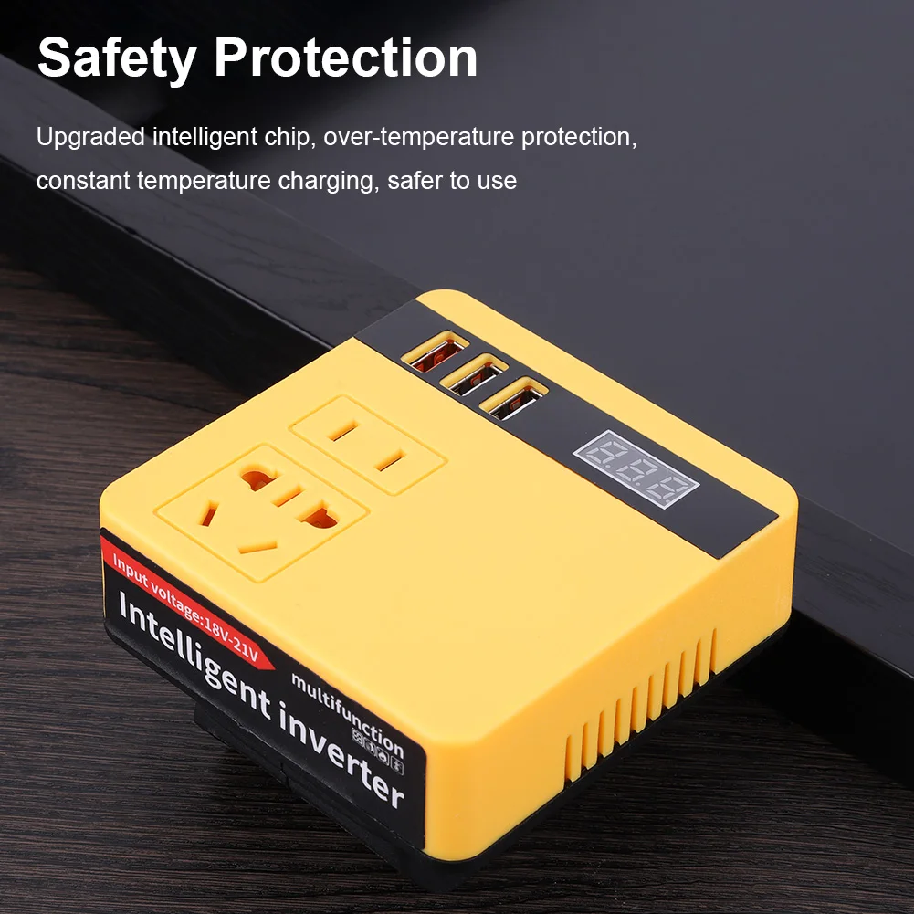 120W Lithium Battery Inverter DC 18V-21V To AC 220V Battery Inverter Outdoor Work Inverter Fit for DeWalt/Makita/Milwaukee