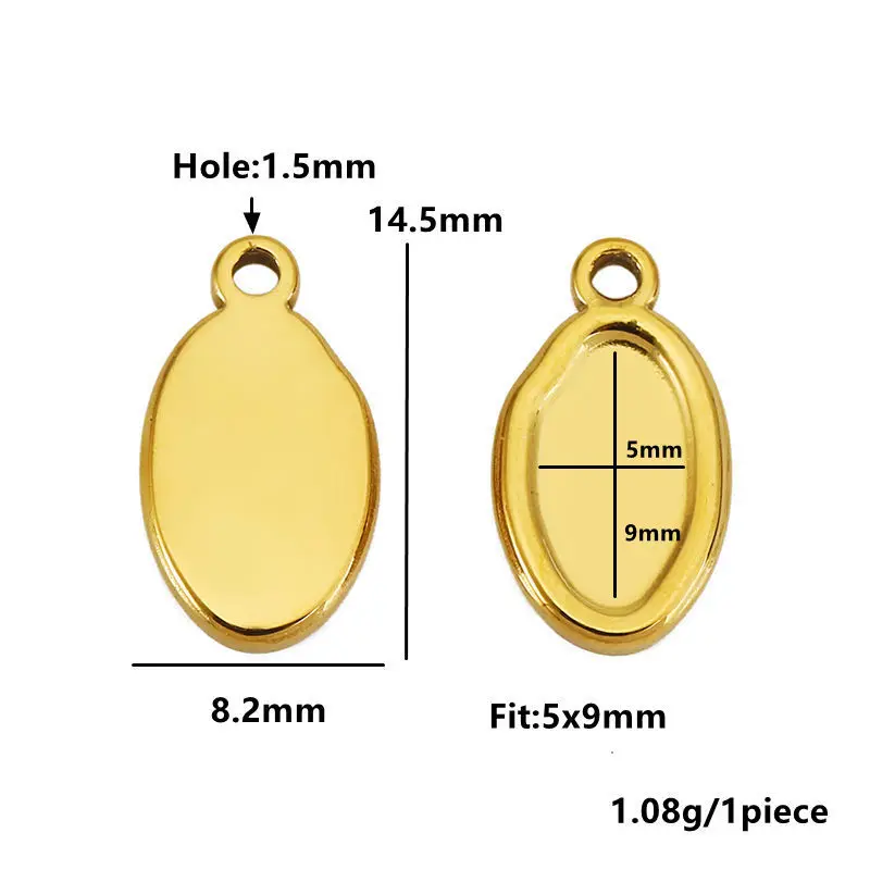 5pcs Stainless Steel Geometric Oval Round Bezel Charms Pendant Trays Blank Cabochon Base Diy Resin Cameo Necklace Jewelry Making image 6