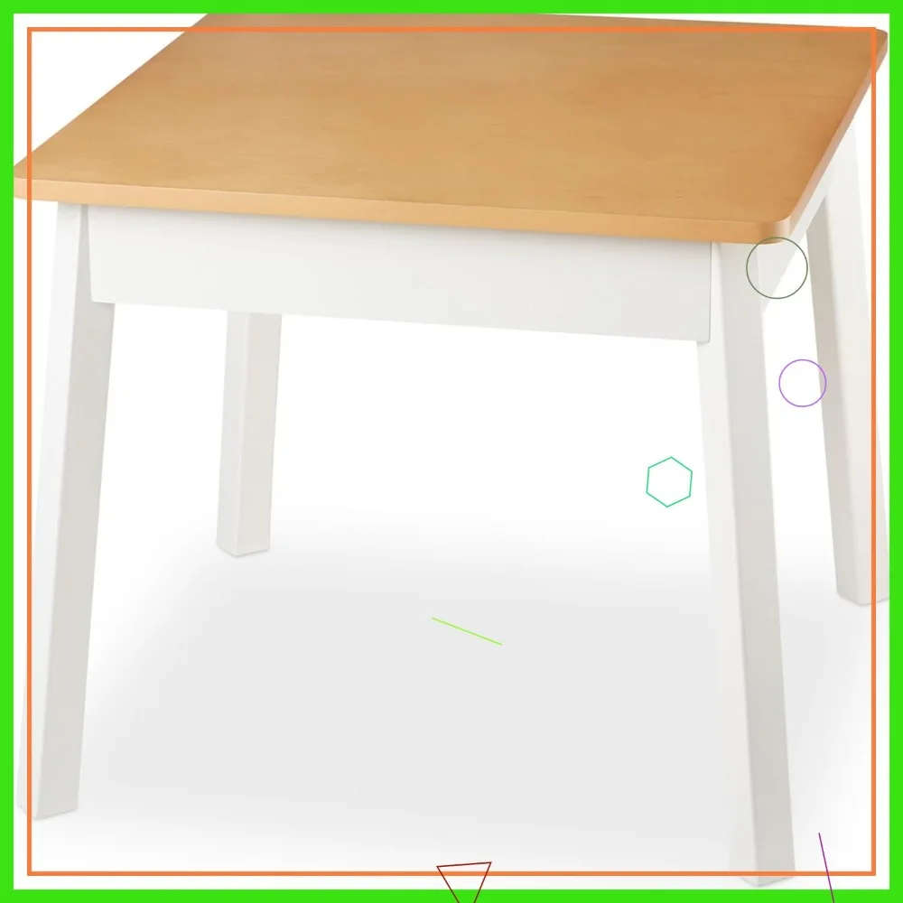 طاولة مربعة خشبية للأطفال لغرفة اللعب - سهلة التجميع بلمسة نهائية طبيعية أو بيضاء