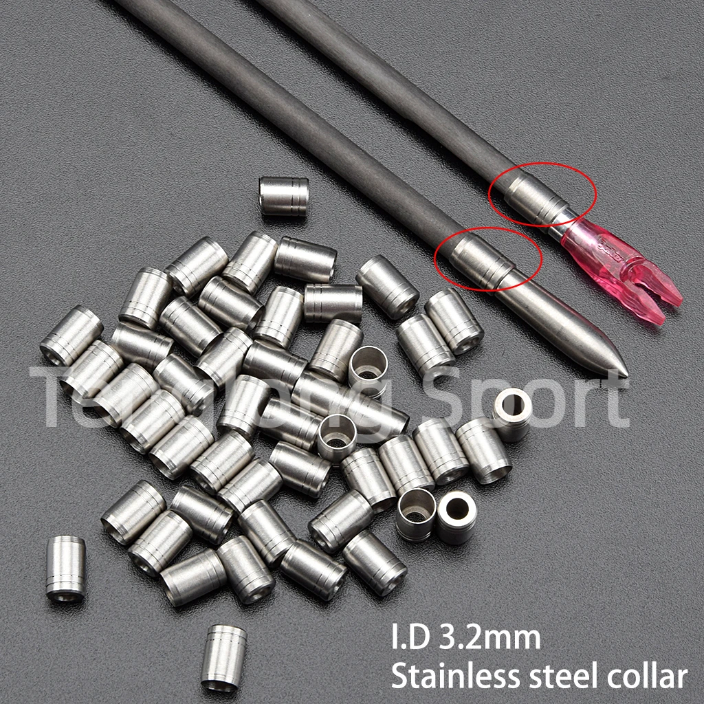 24pcs Archery Arrow Collar Explosion-proof Ring 3.2mm Stainless Steel Nock Point Collar For I.d 3.2mm Carbon Shaft