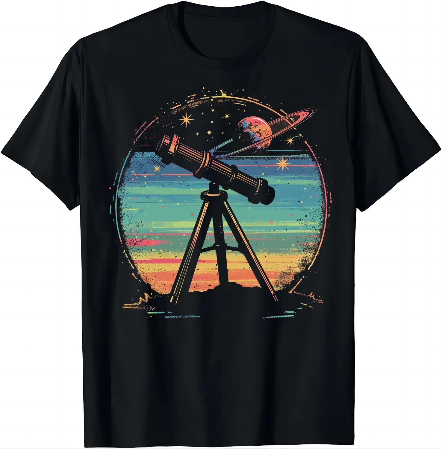 Stargazing Telescope Tee - Explore The Universe Tshirt Dream Big Reach for The Stars T-shirt  Graphic T Shirts Men Clothing Tops