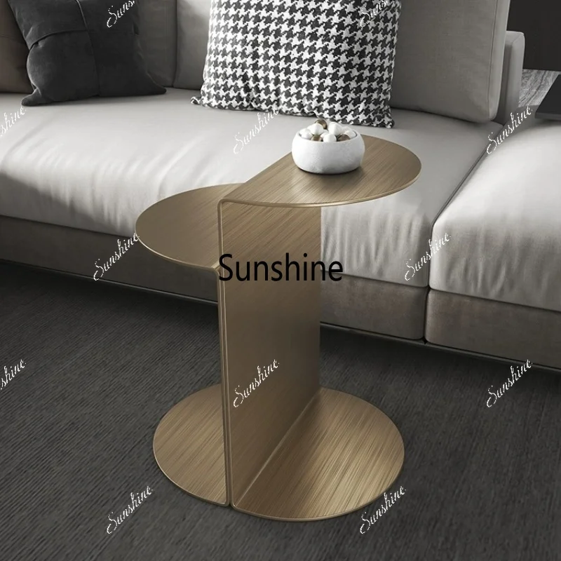 

Italian light luxury side table modern living room stainless steel small coffee table small apartment small table household sofa