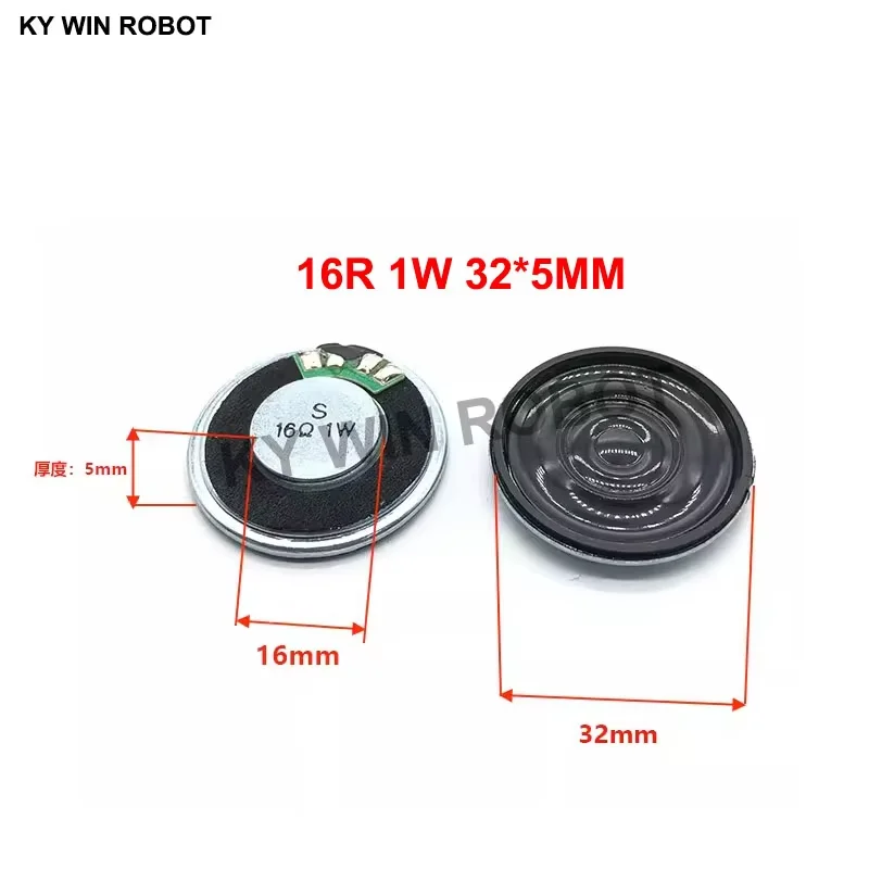 

2pcs/lot New Ultra-thin speaker 16 ohms 1 watt 1W 16R speaker Diameter 32MM 3.2CM thickness 5MM