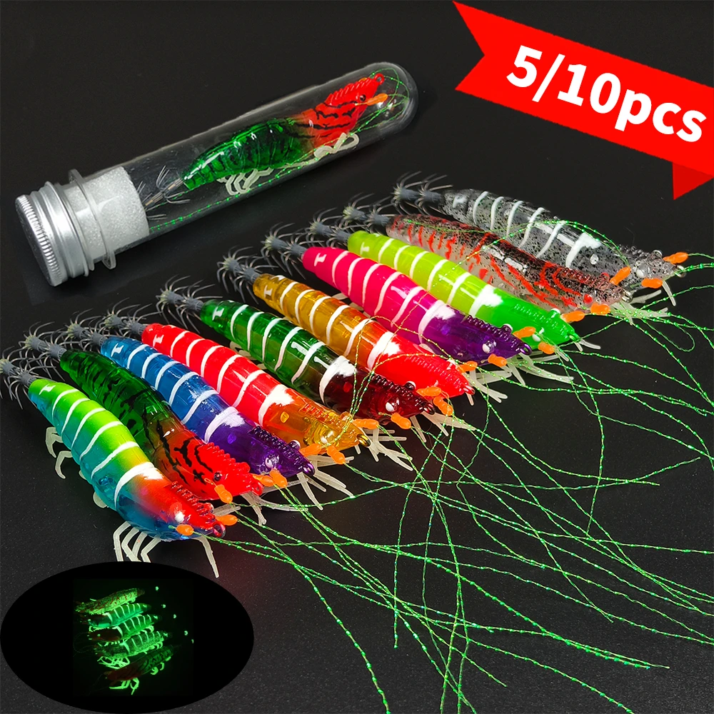 

5/10 шт. светящиеся морские рыболовные осьминоги, каракатицы, 8 см/3,15 дюйма, приманка для кальмара, искусственные приманки для отсадки, медленно тонущие прочные крючки