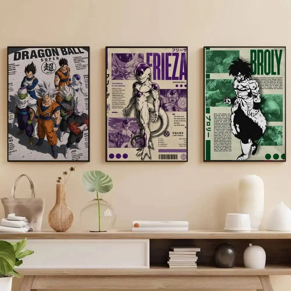Dragon Ball Anime   Vintage Posters Sticky Retro Kraft Paper Sticker DIY Room Bar Cafe Kawaii Room Decor