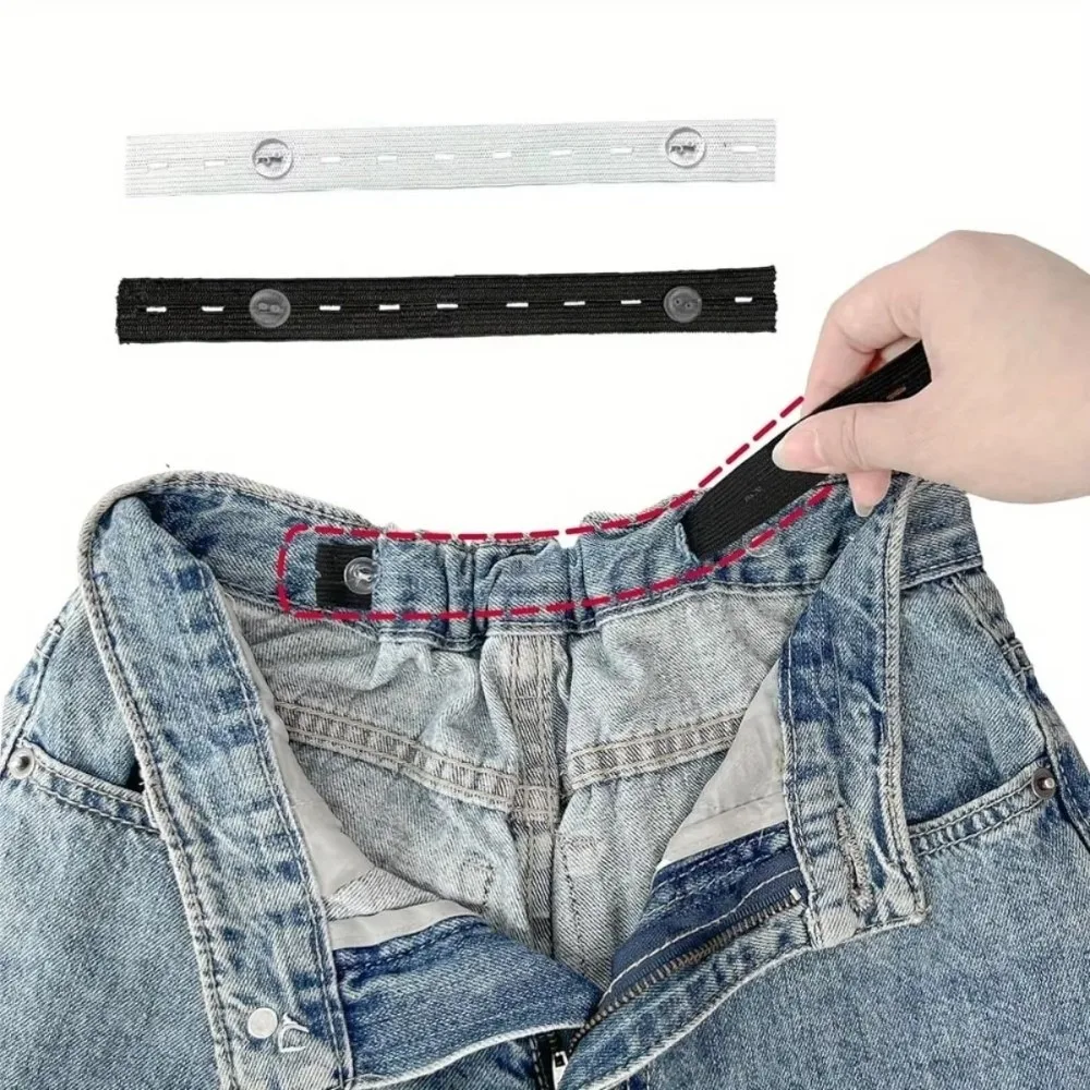 Adjustable Invisible Belt Tightener Set No-Sew Invisible Elastic Waist Band Extender Seamless Trouser Buckle Women Men Jean Pant