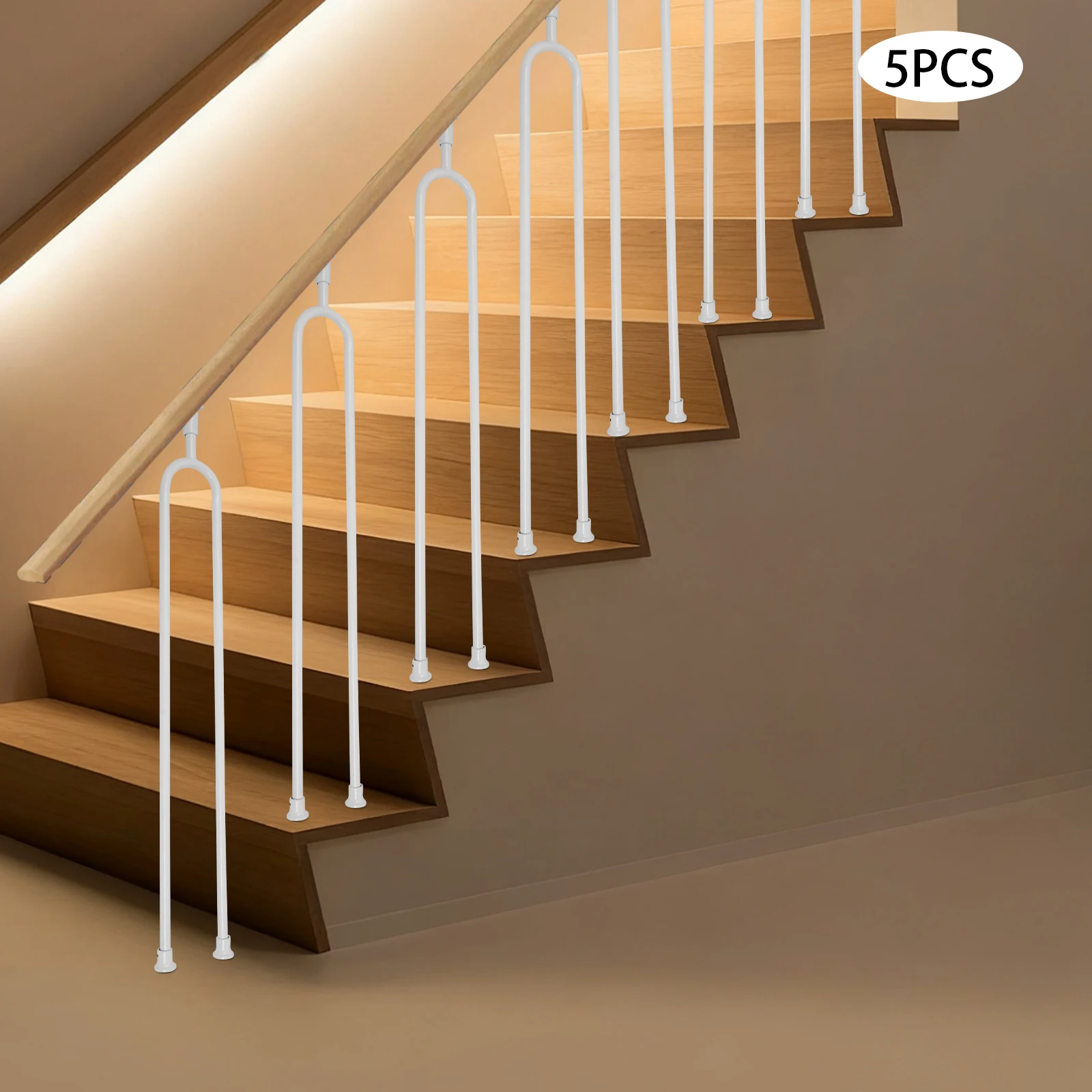 5pcs White Iron 101cm U-shaped Stair Column Adjustable Roof Arch Handrail Support Column