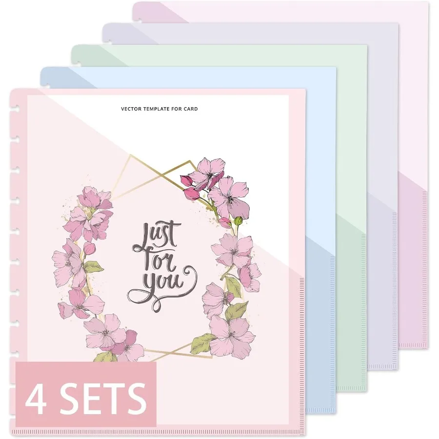 แผ่นแบ่งสมุดแบบดิสก์ 20 ชิ้น สีพาสเทล ขนาด 8.5 x 11 นิ้ว พร้อมช่องใส่ของ  สำหรับสมุดแบบดิสก์  ขนาด Letter  11 ดิสก์  อุปกรณ์สำหรับวางแผน