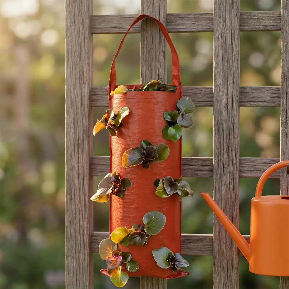 Fabric Grow Bag Hanging Strawberry Grow Bag Planter with 8 Planting Holes Durable Breathable Fabric Container Upside Down