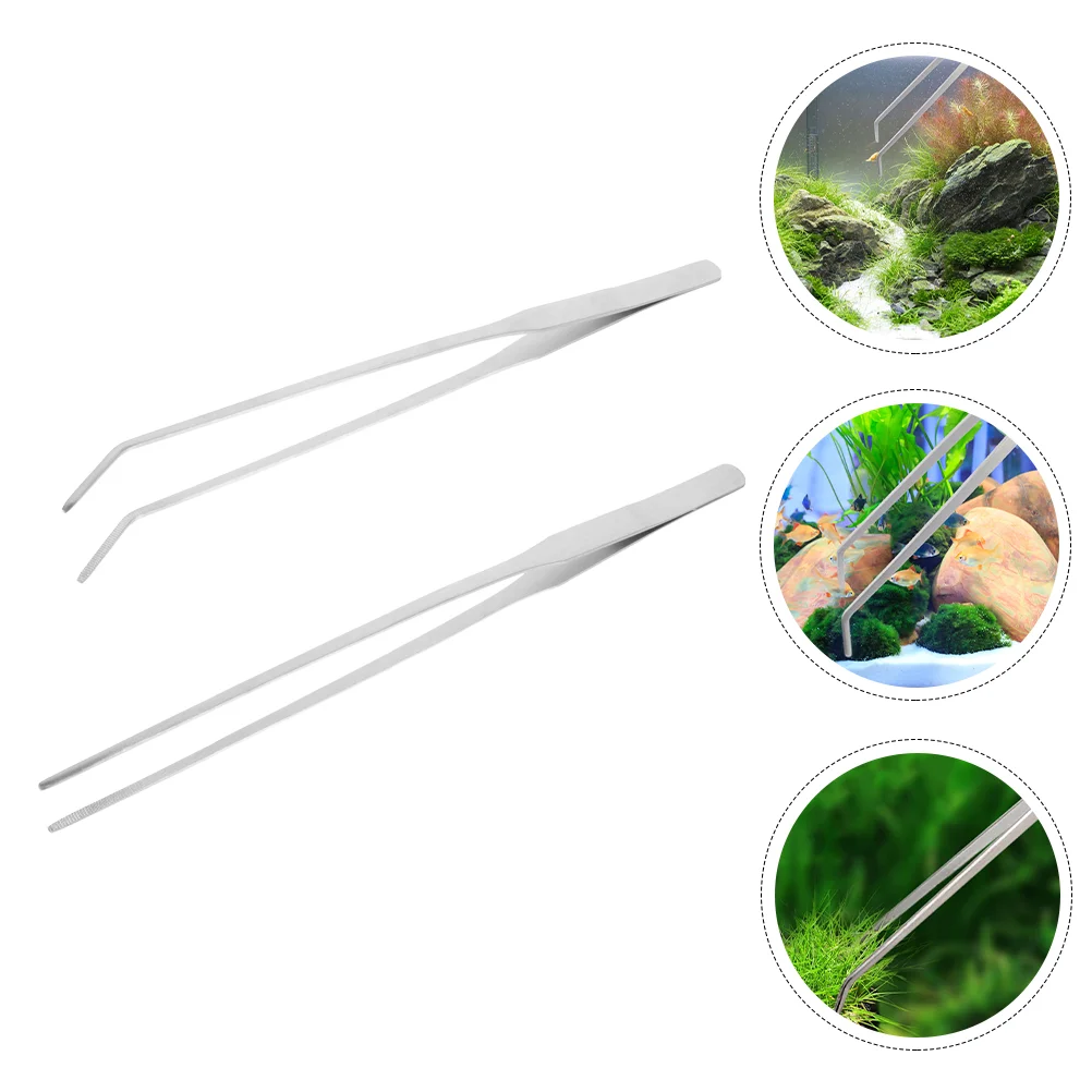 Professional Plants Tweezers Feeder Major Aquatic Planting Clamp Silver Stainless Steel