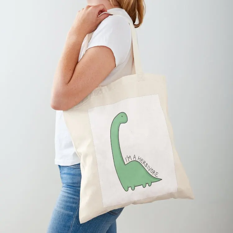 

I'm a Herbivore' Dinosaur Illustration Tote Bag Lady bag shopper bag women canvas tote bags female