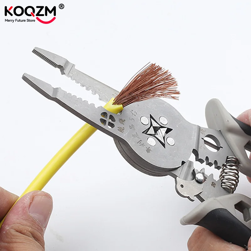 كهربائي متجرد الأسلاك متعددة الوظائف محددة كابل القاطع منحني الفم سلك متجرد العقص كماشة لف الأدوات اليدوية