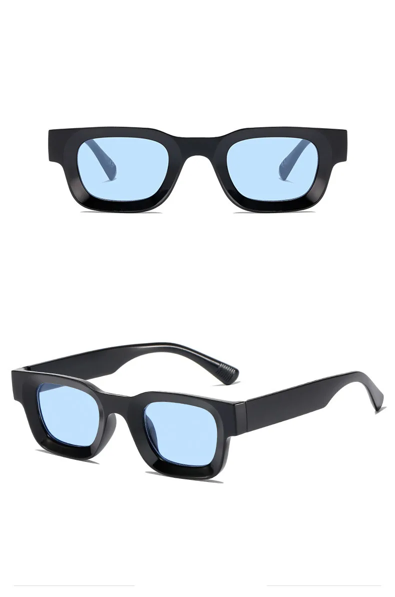 Kleine Sonnenbrille, rechteckig, dicker Rahmen, quadratische Sonnenbrille, Herren, Schwarz, Blau, Damen-Sonnenschutz, Uv400, Unisex – Detail 9