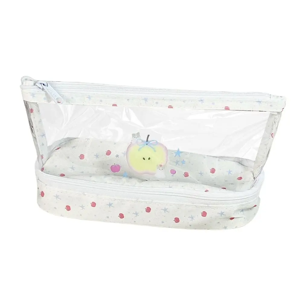 Multi-purpose PVC Pen Bag Transparent Triangle Base Stationery Bag Large Capacity Stationery Organizer School Office