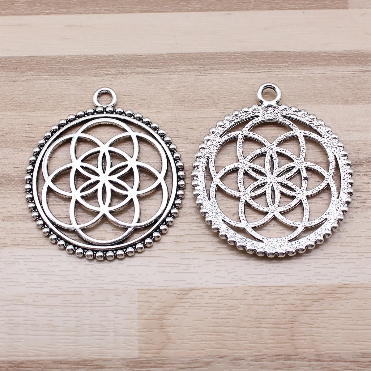 IFOCUS 4pcs/Lot The Flower Of Life The Seed Of Life Charms For DIY Jewelry Making Zinc Alloy 45x40mm/1.77x1.57inch