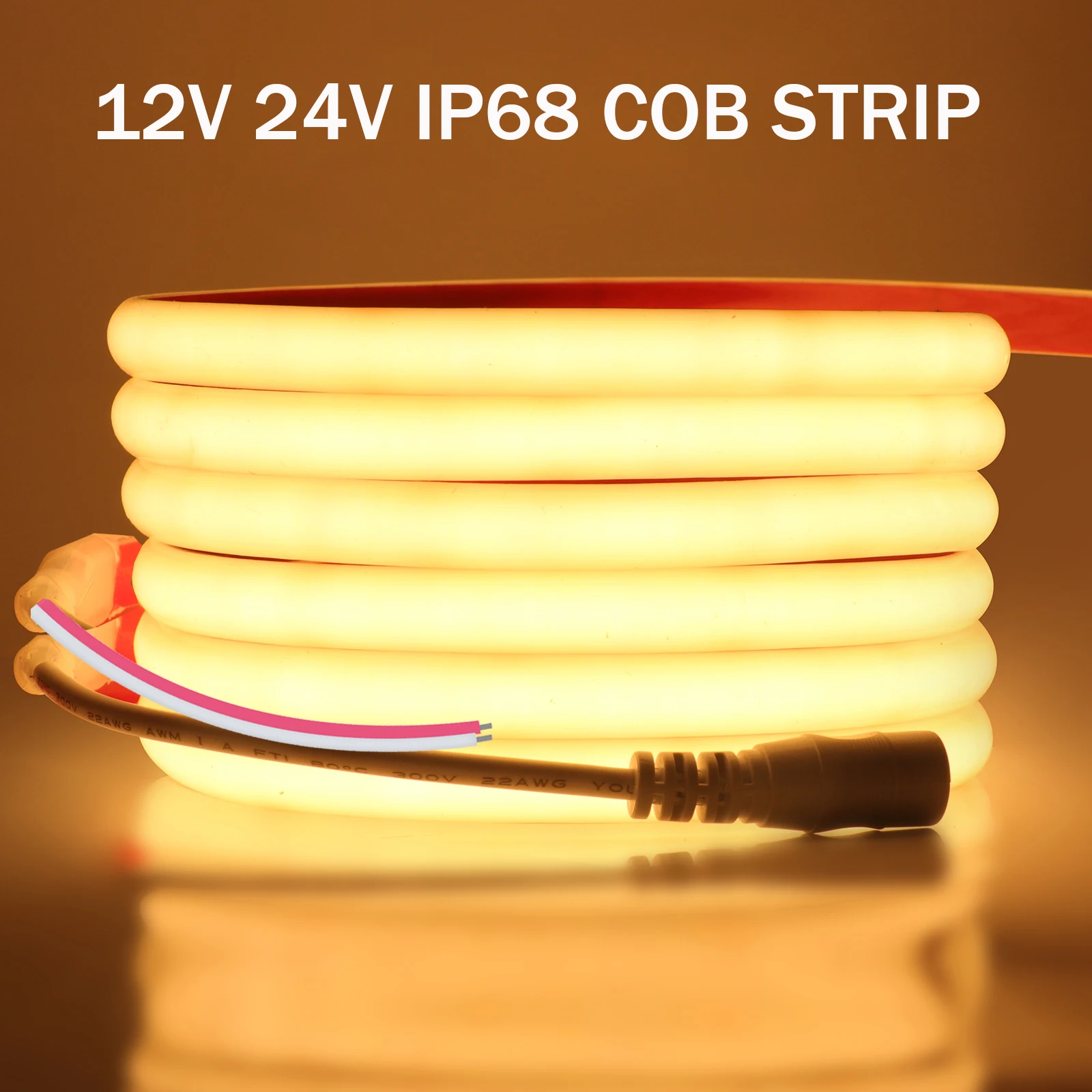 

IP68 Waterproof COB LED Strip Light for Outdoor Swimming Pool 12V 24V 320LEDs/m Flexible LED Neon Tape High Density Linear Light