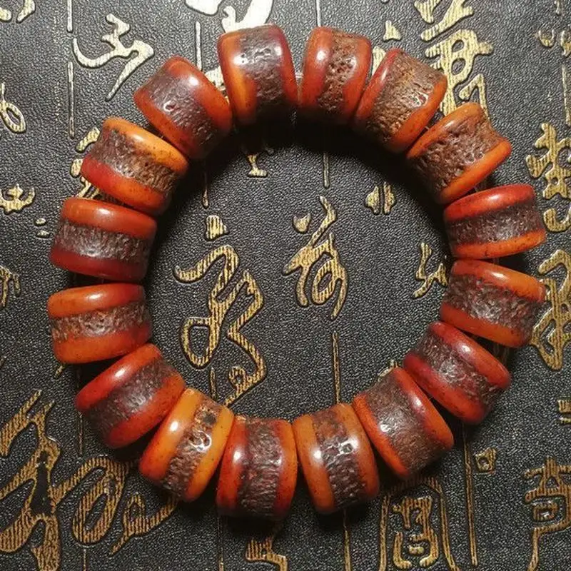 natural yak skull prayer beads, Tibetan-style - , niche hand-held Gaba-la bracelet made of real bone