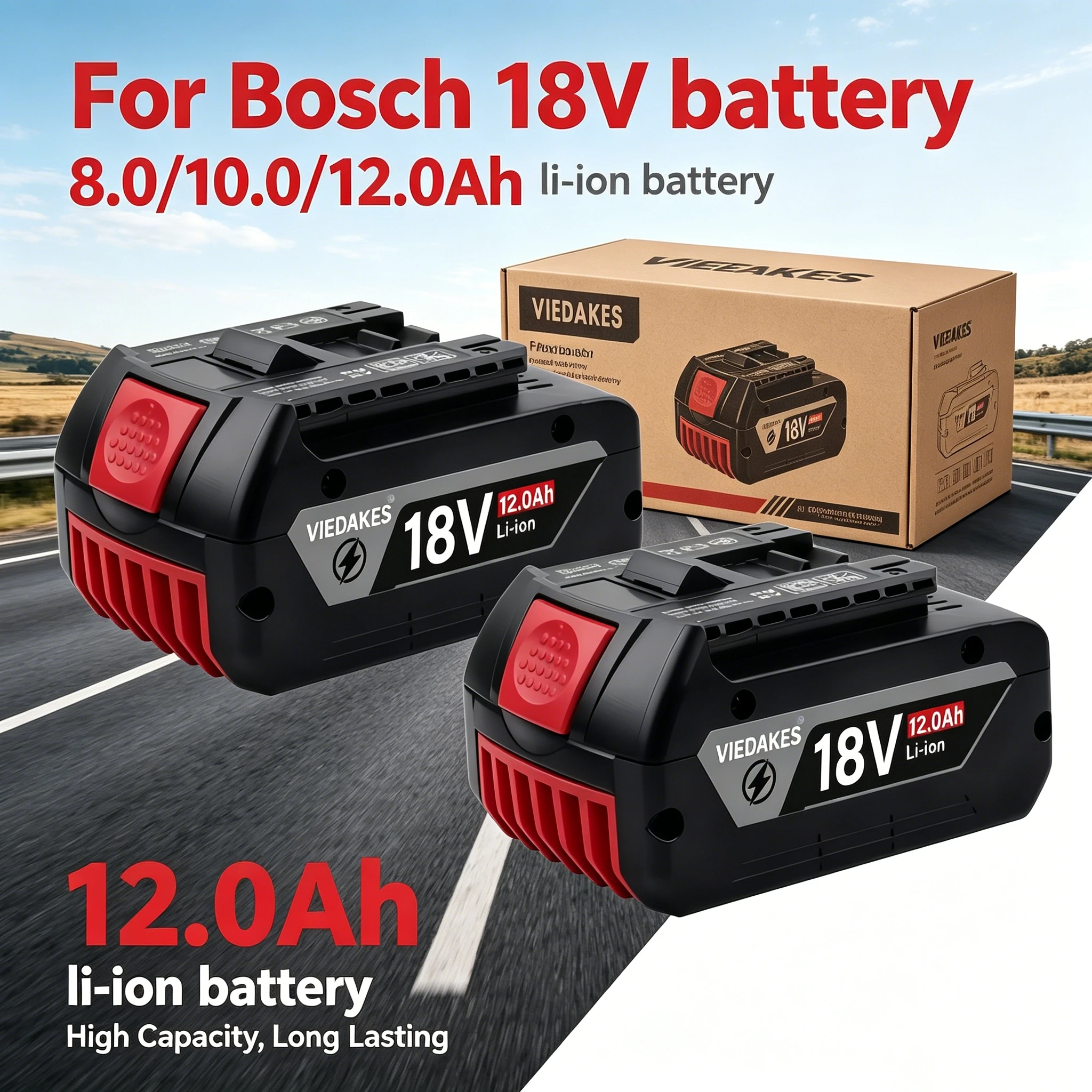 

Rechargeable 18V 8/10/12Ah Lithium-Ion Battery with Charger for Bosch BAT609 BAT609G BAT618 BAT618G BAT614 for Electric Drill