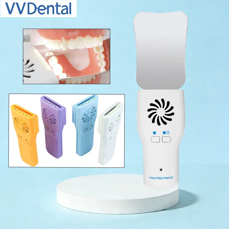 

Dental Anti-Fog Reflector Set with LED Lamp & Defog Fan 4 Replaceable Intraoral Mirrors for Dental Clinic Lab Equipment Tools