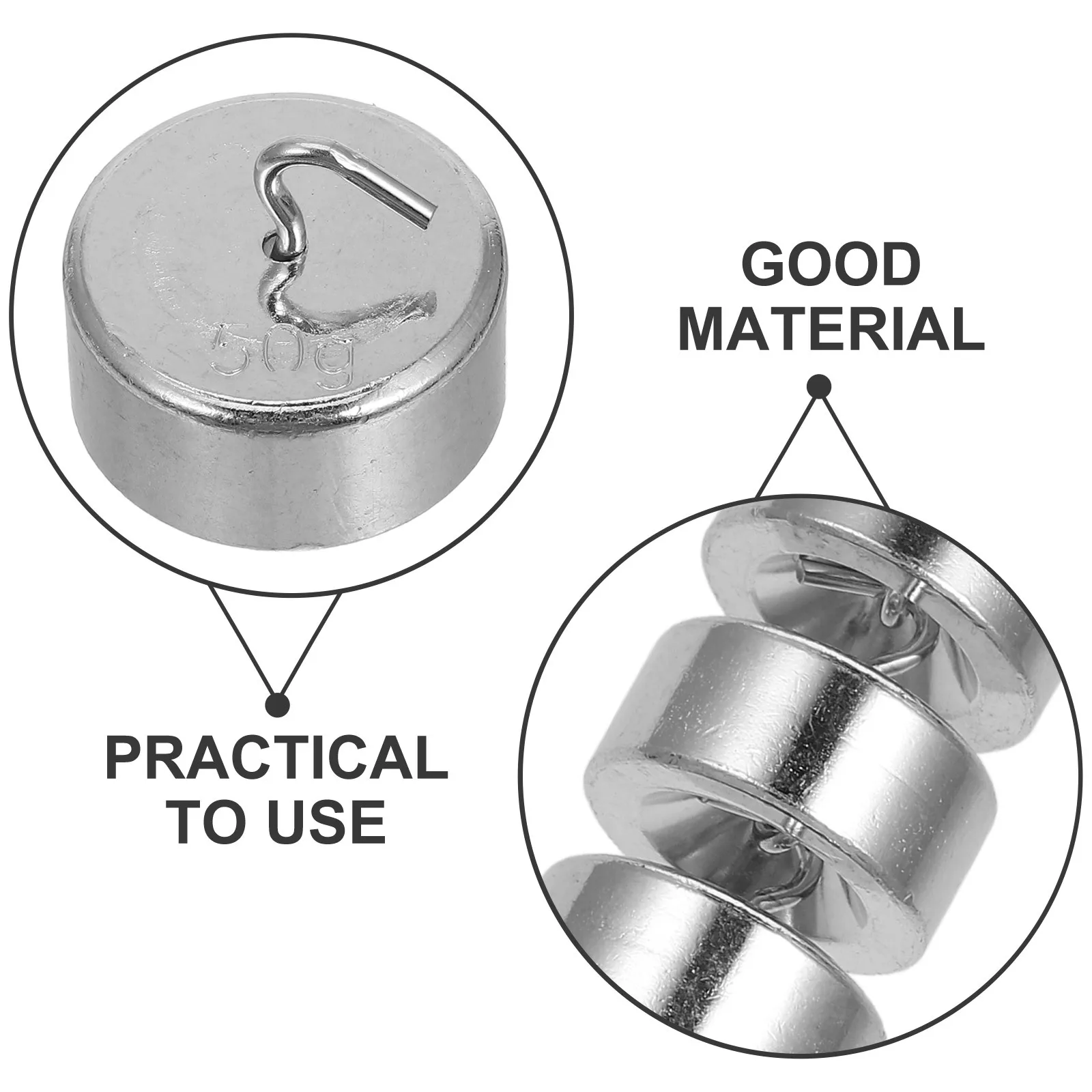 10Pcs Hook Weights Smooth Surface Chrome Plated Iron Hanging Calibration Mass Set for Labs Experiments Weight Set