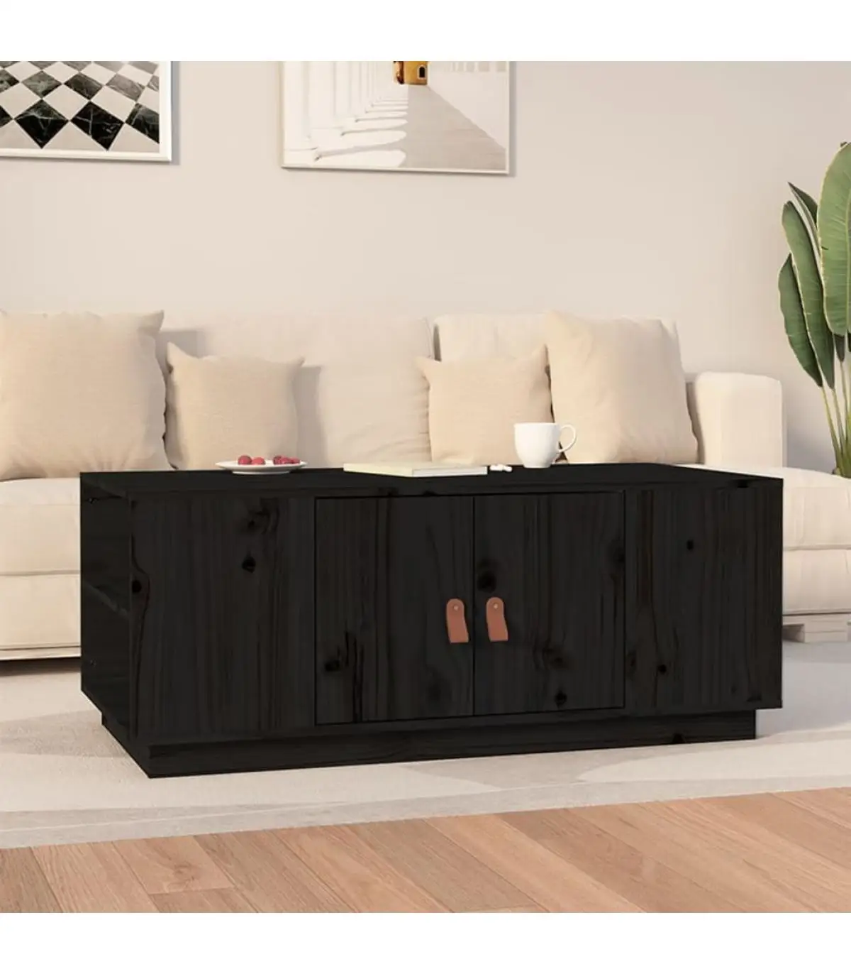 Coffee table Black Pine solid wood coffee table 100x50x41 cm