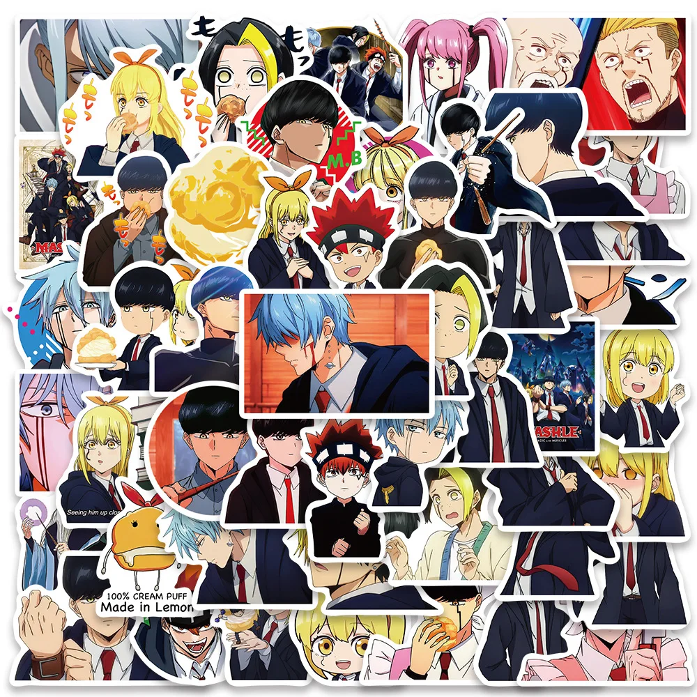 50PCS Classic Anime Mashle Magic and Muscles Stickers Graffiti Decals Waterproof DIY Laptop Luggage Notebook Car Sticker