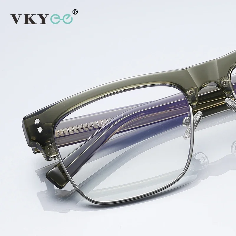 VKYEE Men\'s Large Frame Reading Glasses Men Anti-Blue Light Myopia Fashion Photochromic Prescription Customized Business PFD2203