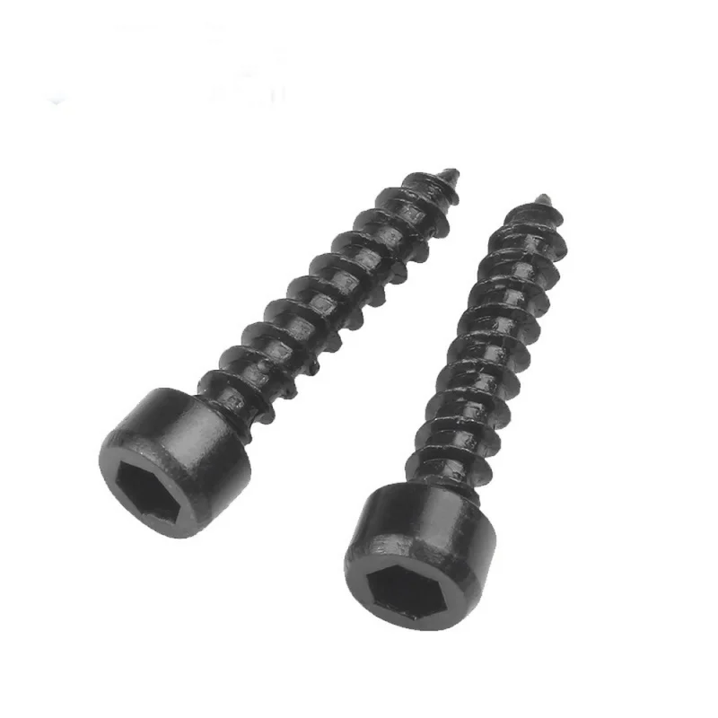 10pcs/lot M2 M2.6 M3 M3.5 M4 M5 M6 Hex Hexagon Socket Cap Head Self Tapping Screw 8.8 Gradese Black Carbon Steel Allen Head Scre