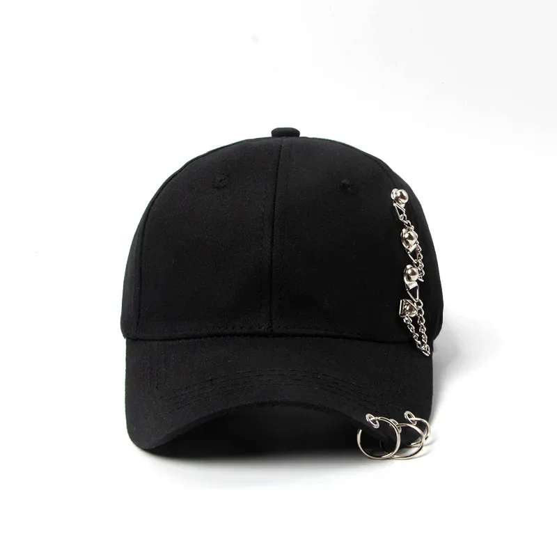 Spring and Autumn Outdoor Women Summer Baseball Cap Korean Style Studded Chain Three Rings Curved Brim Sun Hat Fashion