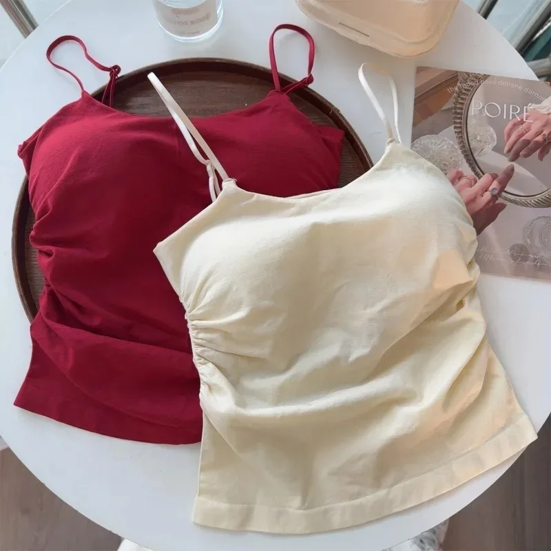 Novas mulheres ajustáveis sem mangas topos sexy doce magro elástico camis cor sólida algodão macio respirável senhoras pequena camisola colete