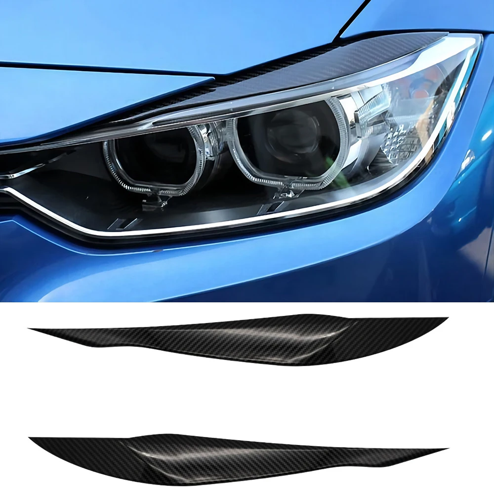 2Pcs Gloss Black For BMW 3 Series F30 Sedan F31 Wagon 2011-2015 Car Eyebrows Headlight Eyelids Lids Cover Protector Accessories