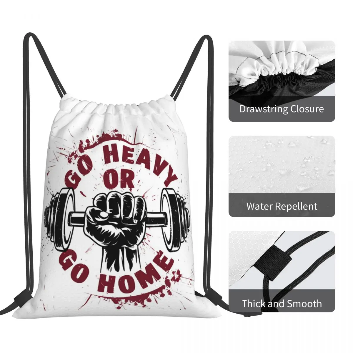 ゴーヘビーまたはゴーホームバックパックカジュアルポータ​​ブル巾着バッグ雑貨バッグブックバッグ男性女性学生