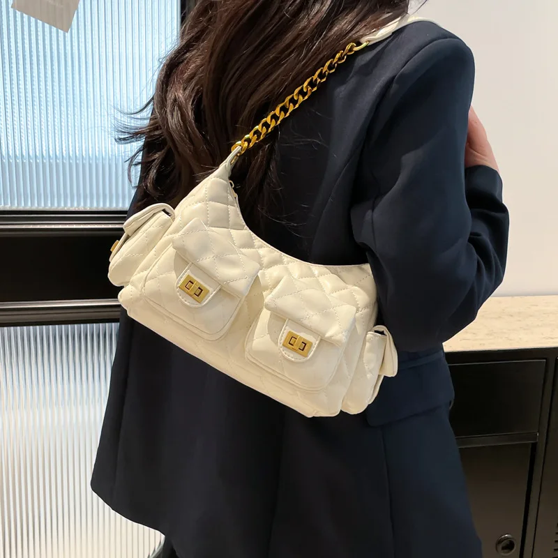 

Весенняя сумка подмышки 2025 года — кошелек через плечо с несколькими карманами, стильная женская сумка через плечо, просторная рабочая сумка с текстурой премиум-класса